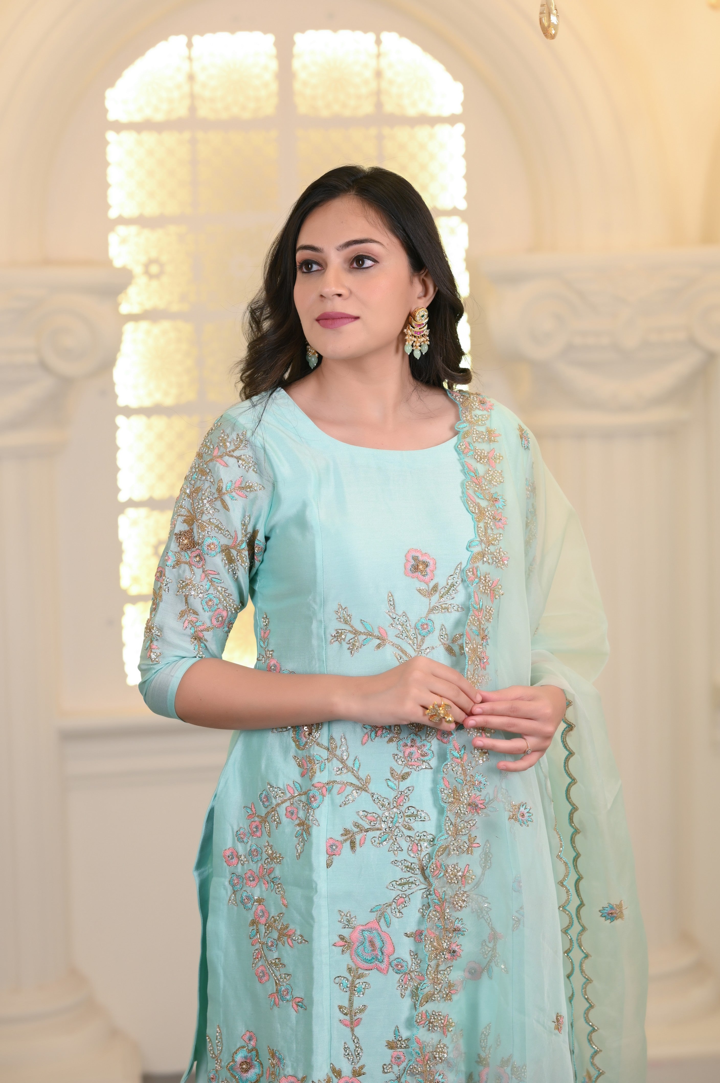 Aqua Blue Sharara Set