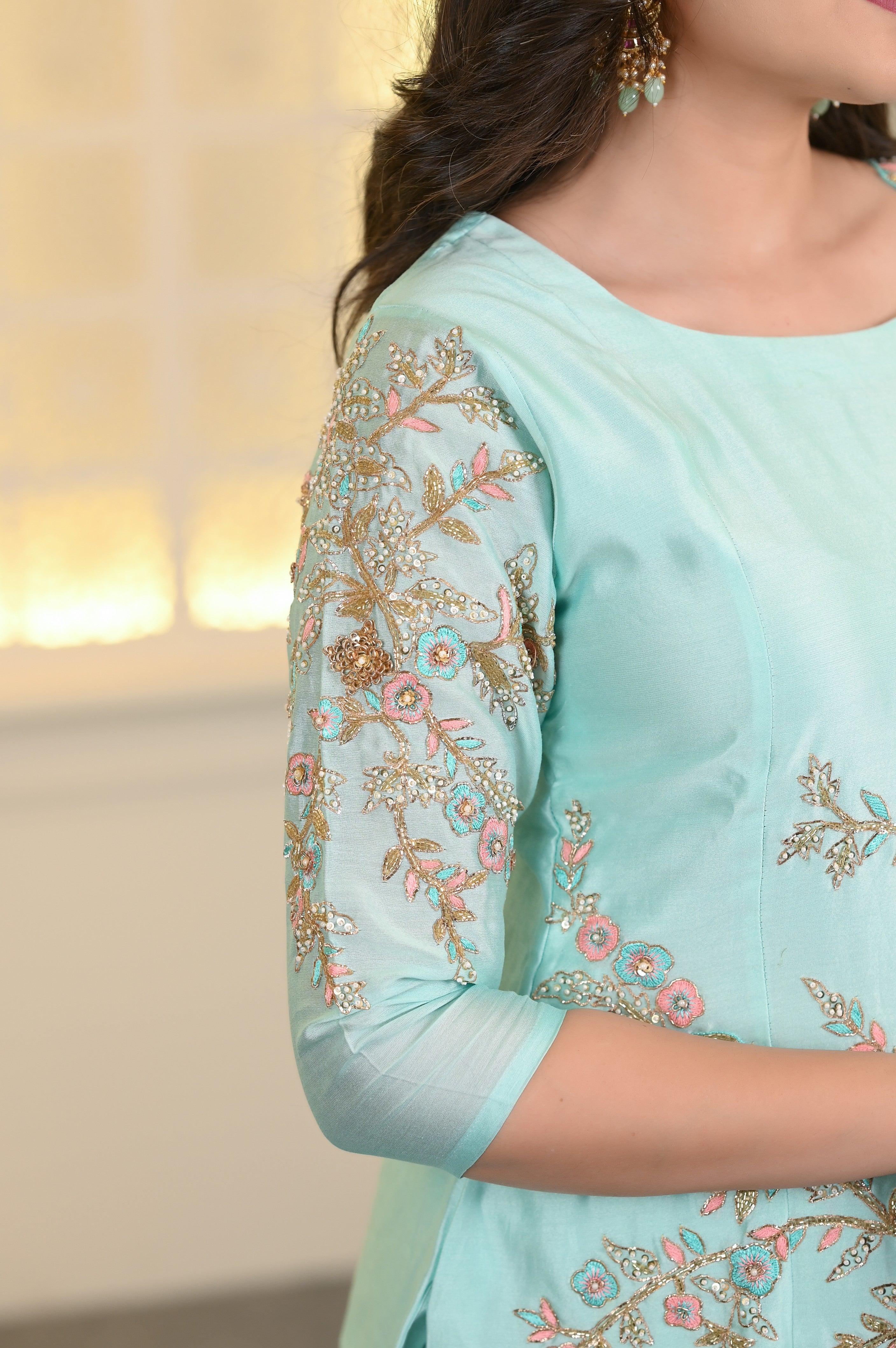 Aqua Blue Sharara Set