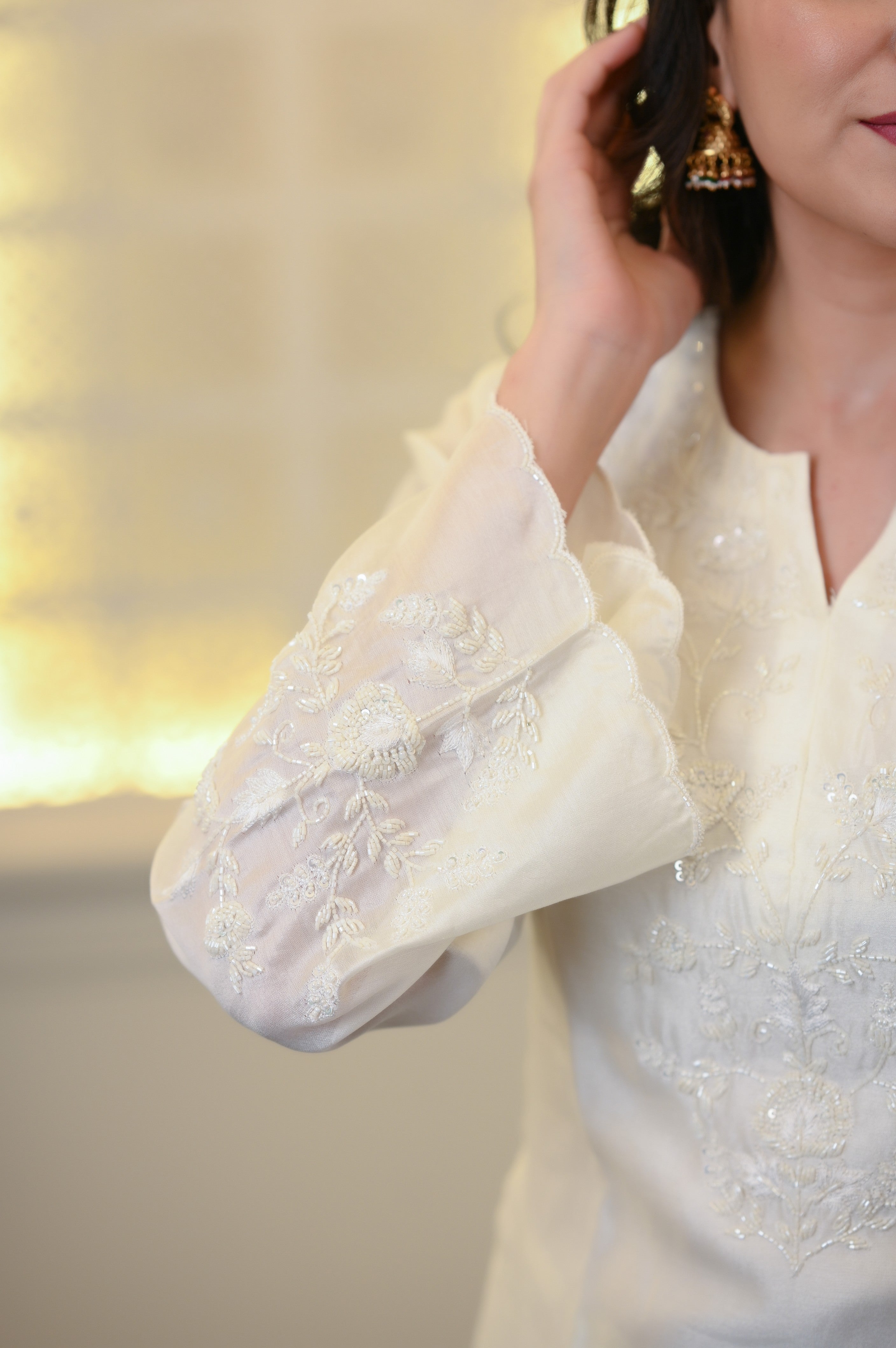 White Embroidered Kurta and Pant Set