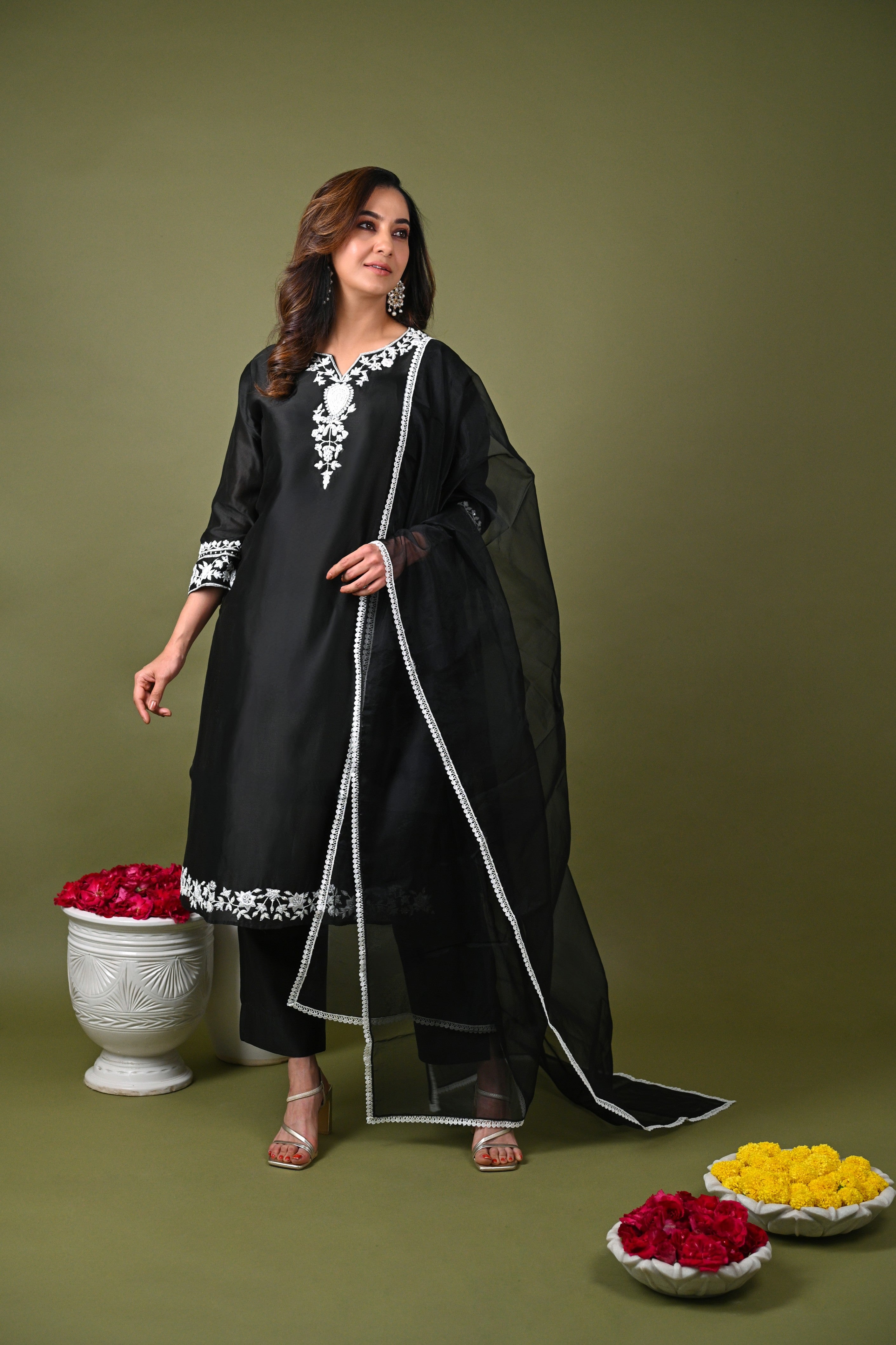 Black Kurta Set with Dupatta