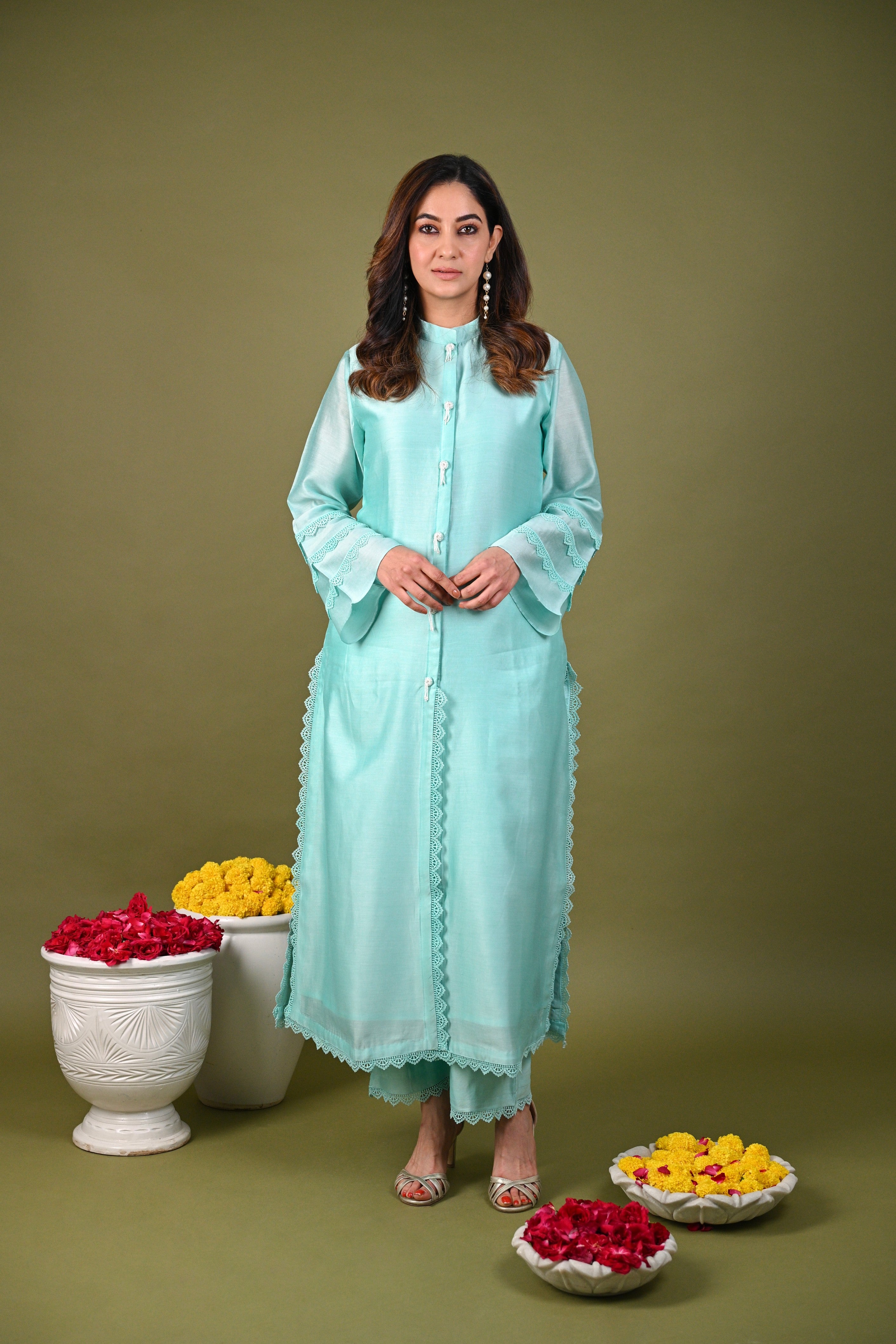 Aqua Blue Kurta and Pant Set