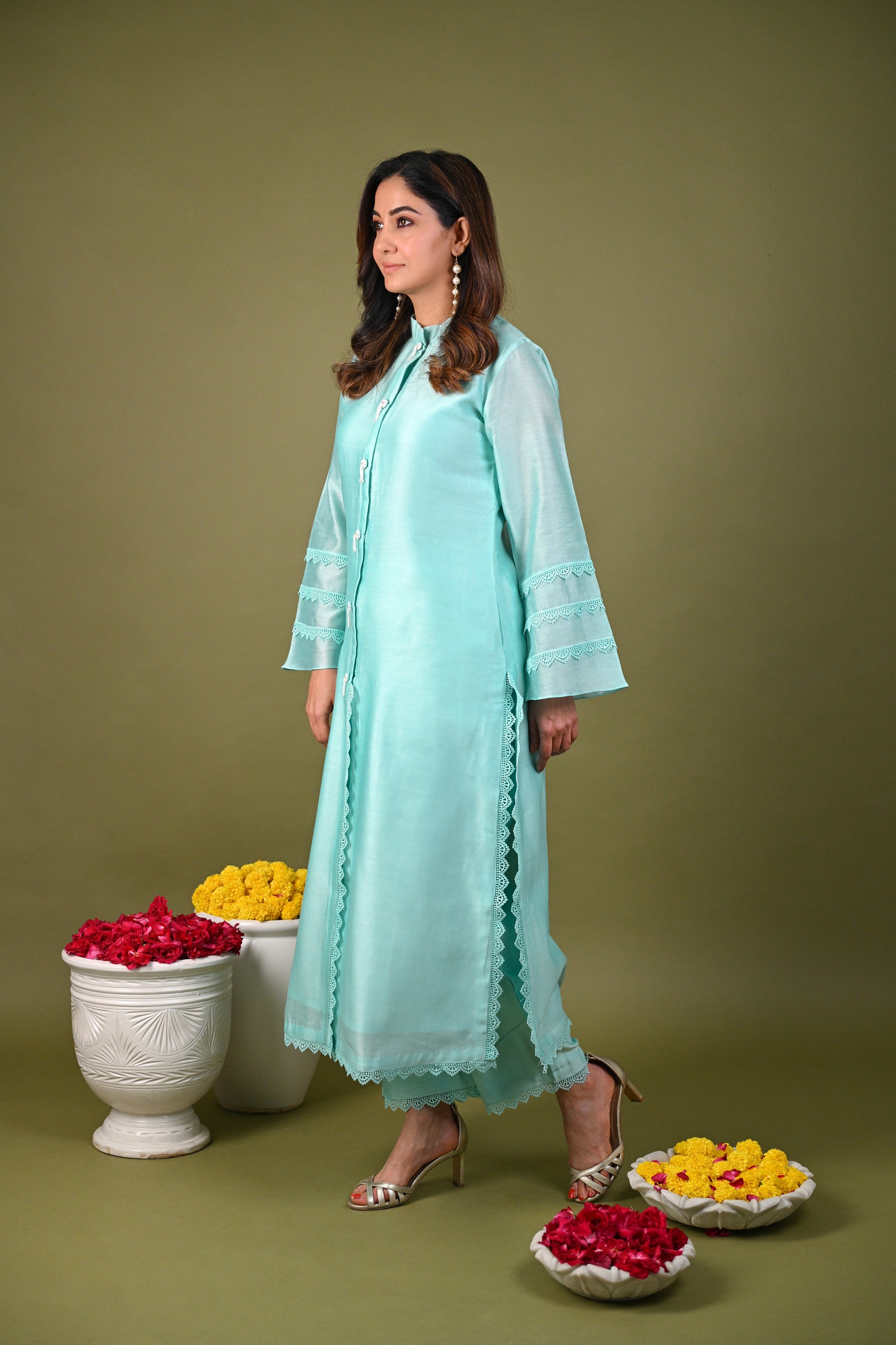 Aqua Blue Kurta and Pant Set