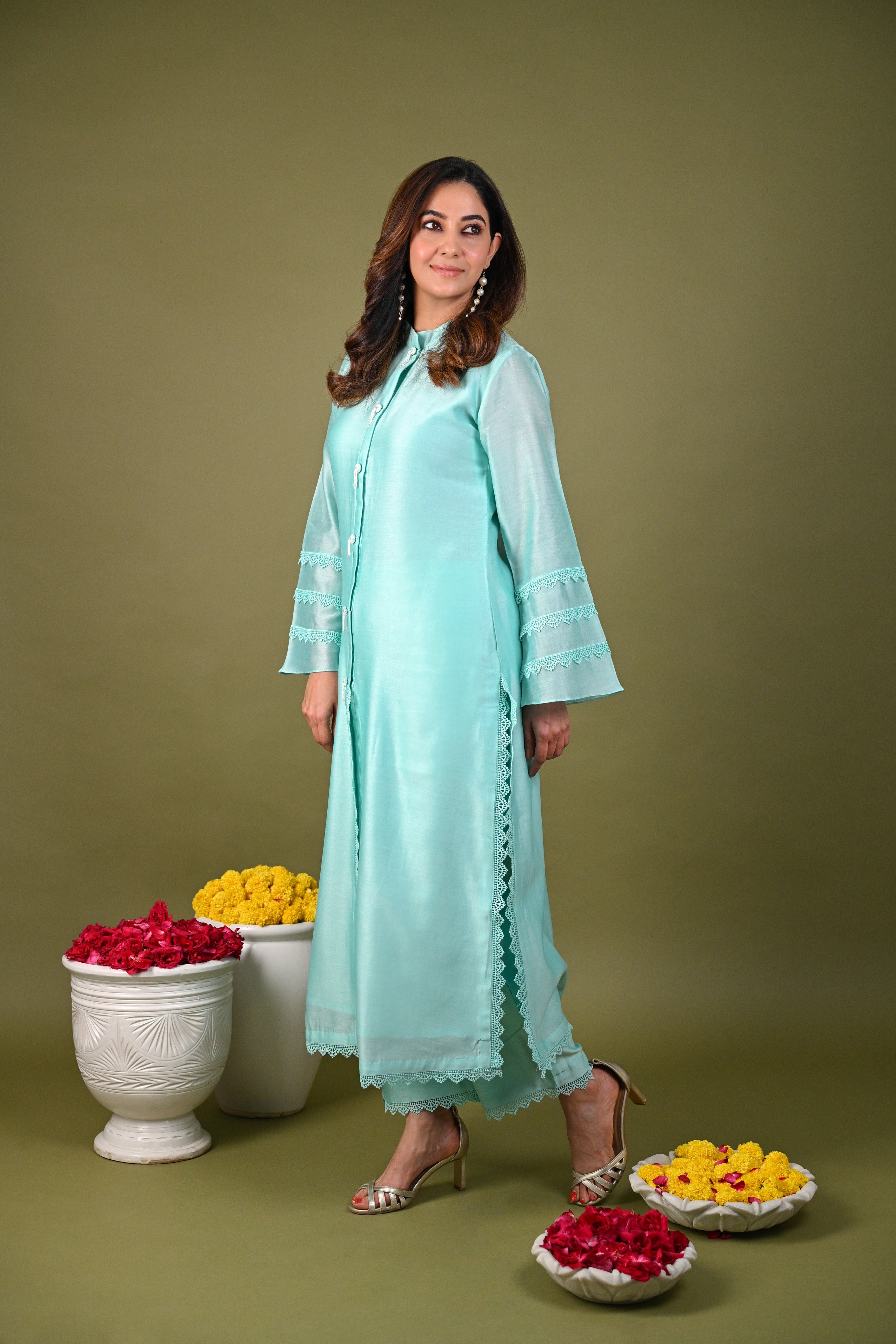 Aqua Blue Kurta and Pant Set