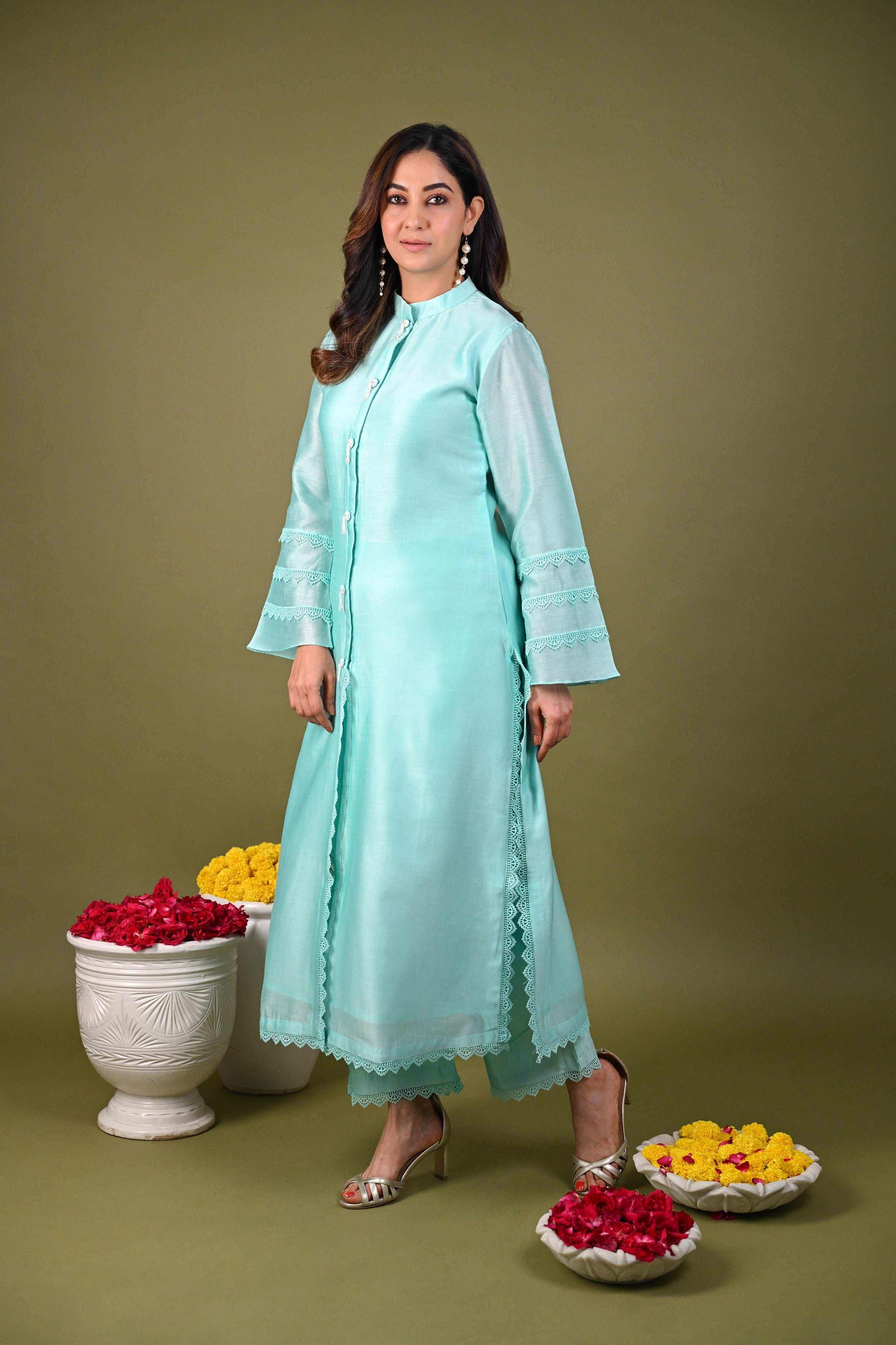 Aqua Blue Kurta and Pant Set